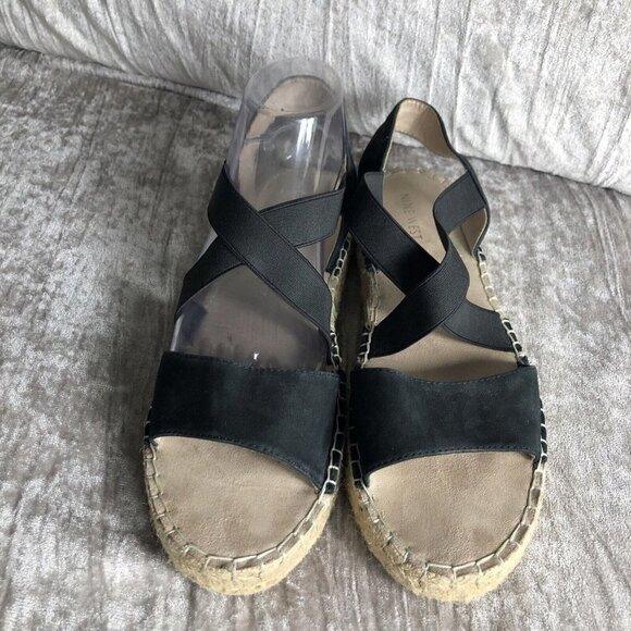 Nine West Boardwalk Sandals black size 9 platform espadrille - Picture 3 of 14